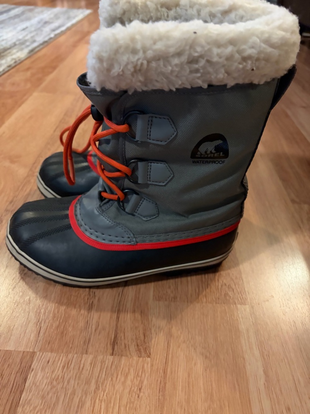 Sorel Kids Gray and Orange Waterproof Snow Boots